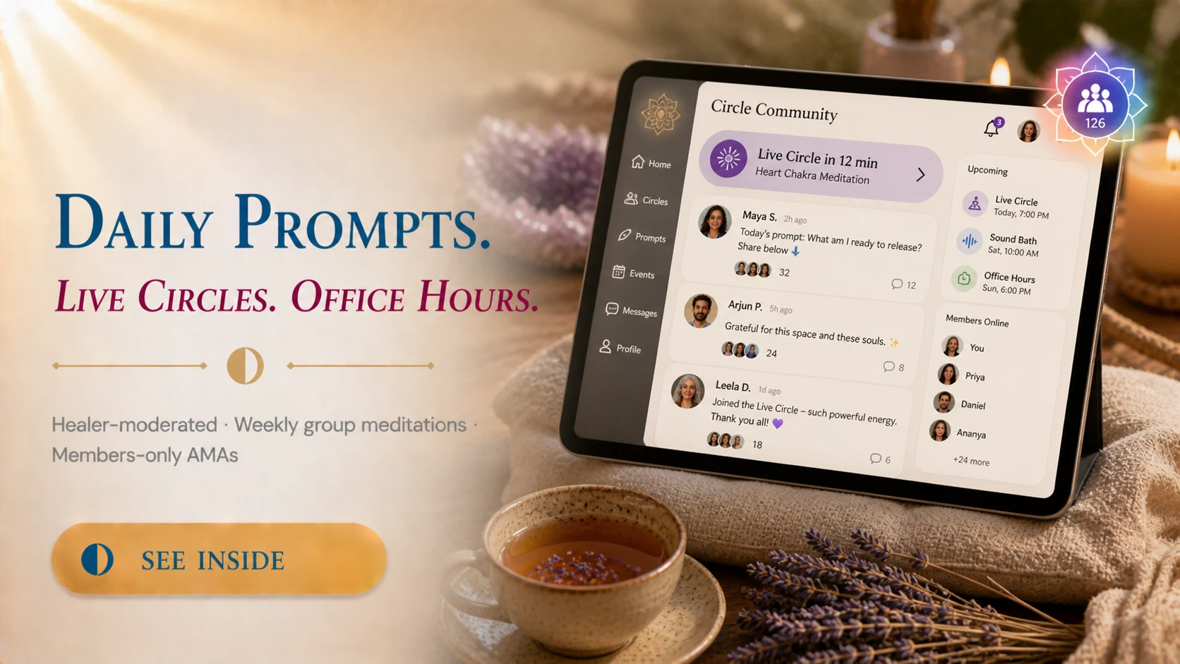 Daily Prompts · Live Circles · Office Hours