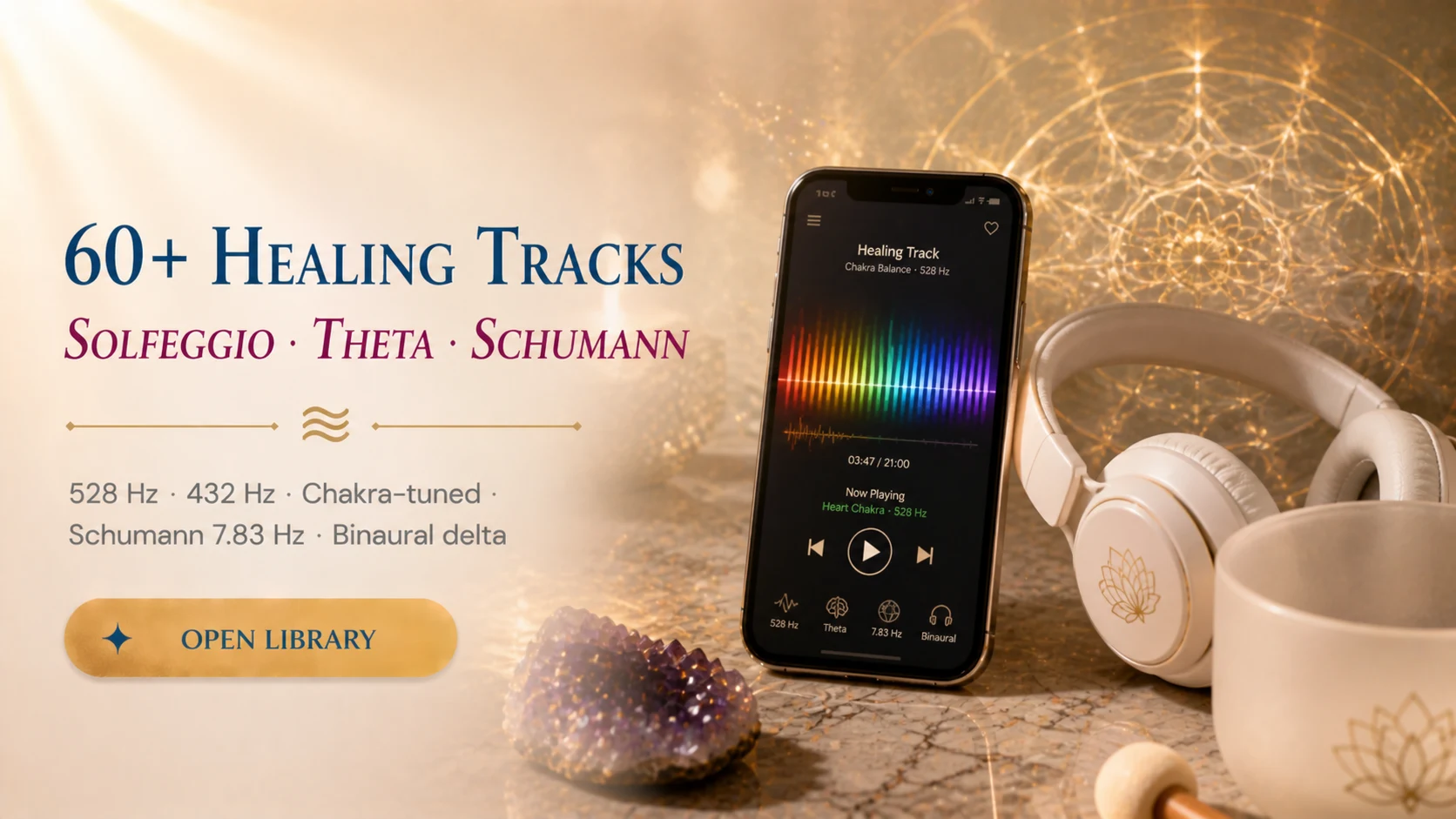 60+ Healing Tracks · Solfeggio · Theta · Schumann